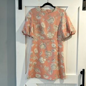 Bubble Sleeve pink Floral Dress